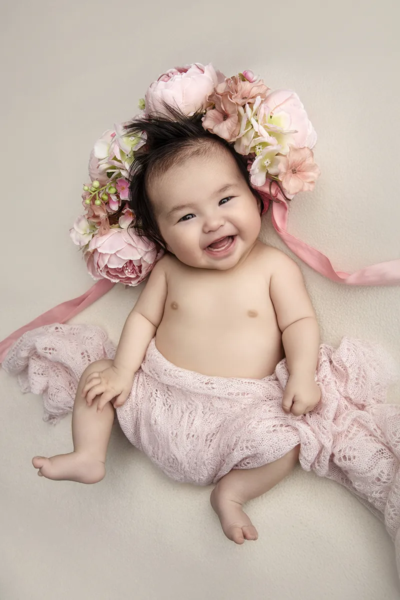 Baby milestone photography portrait in Photo Hive Auckland studio