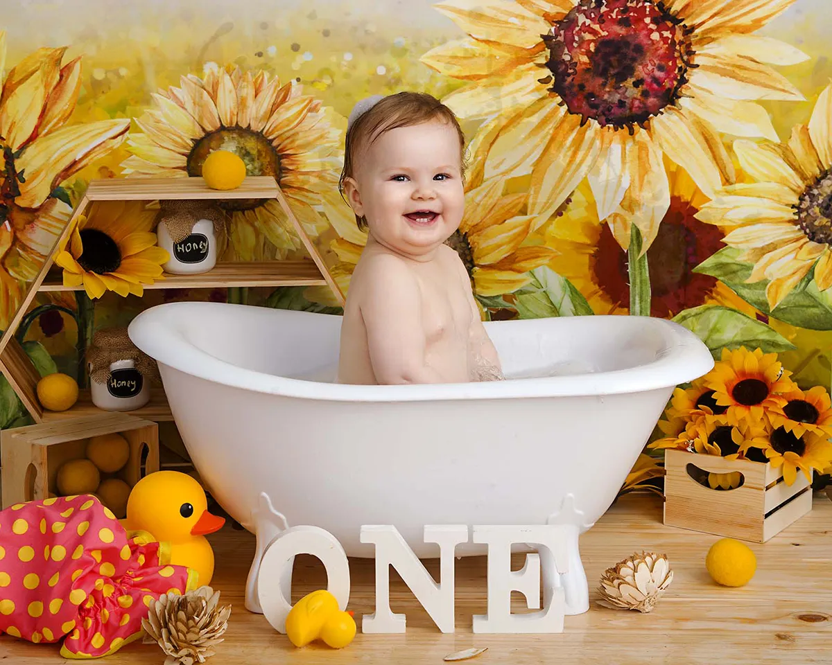 First birthday cake smash photography session at Photo Hive studio in Auckland
