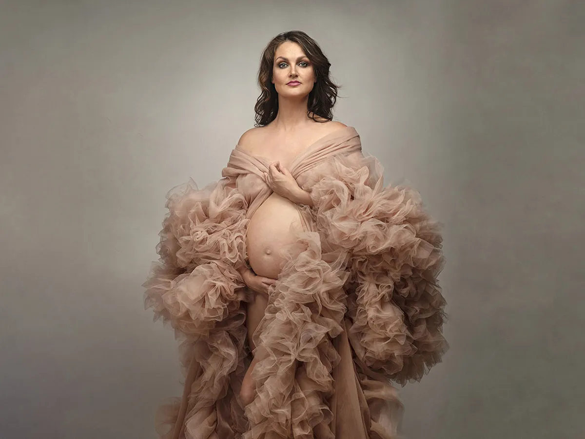 Maternity portrait photographed at Photo Hive studio in Auckland
